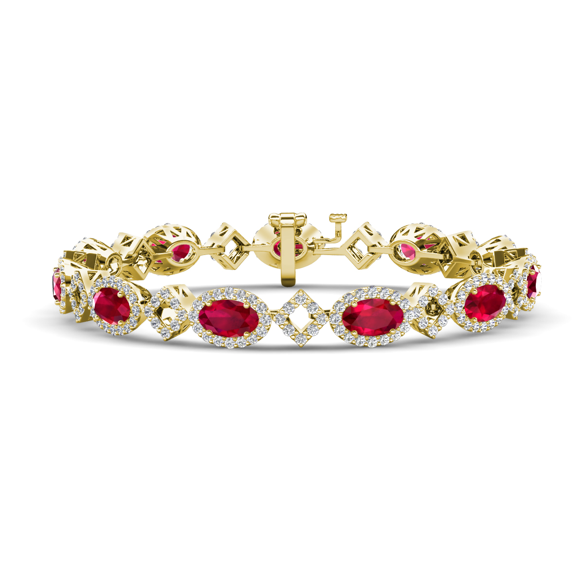 Ivanna 7.06 ctw Ruby Oval shape and Round shape Natural Diamond Eternity Tennis Bracelet 